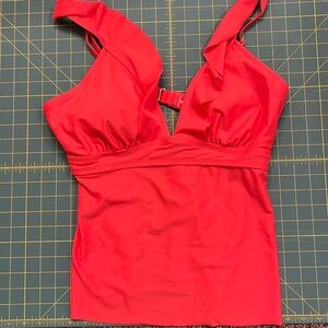 LN Kona Sol ruffle V naeck open back tankini swimsuit top sz L